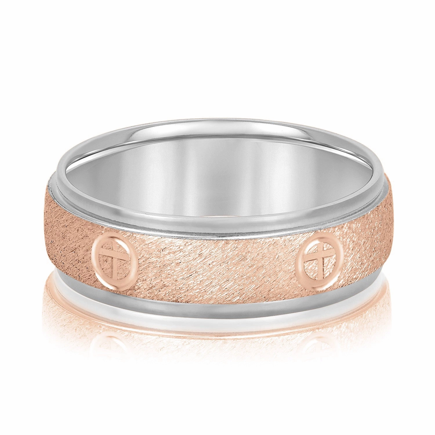 Cross Engraved Men's Diamond Wedding Band