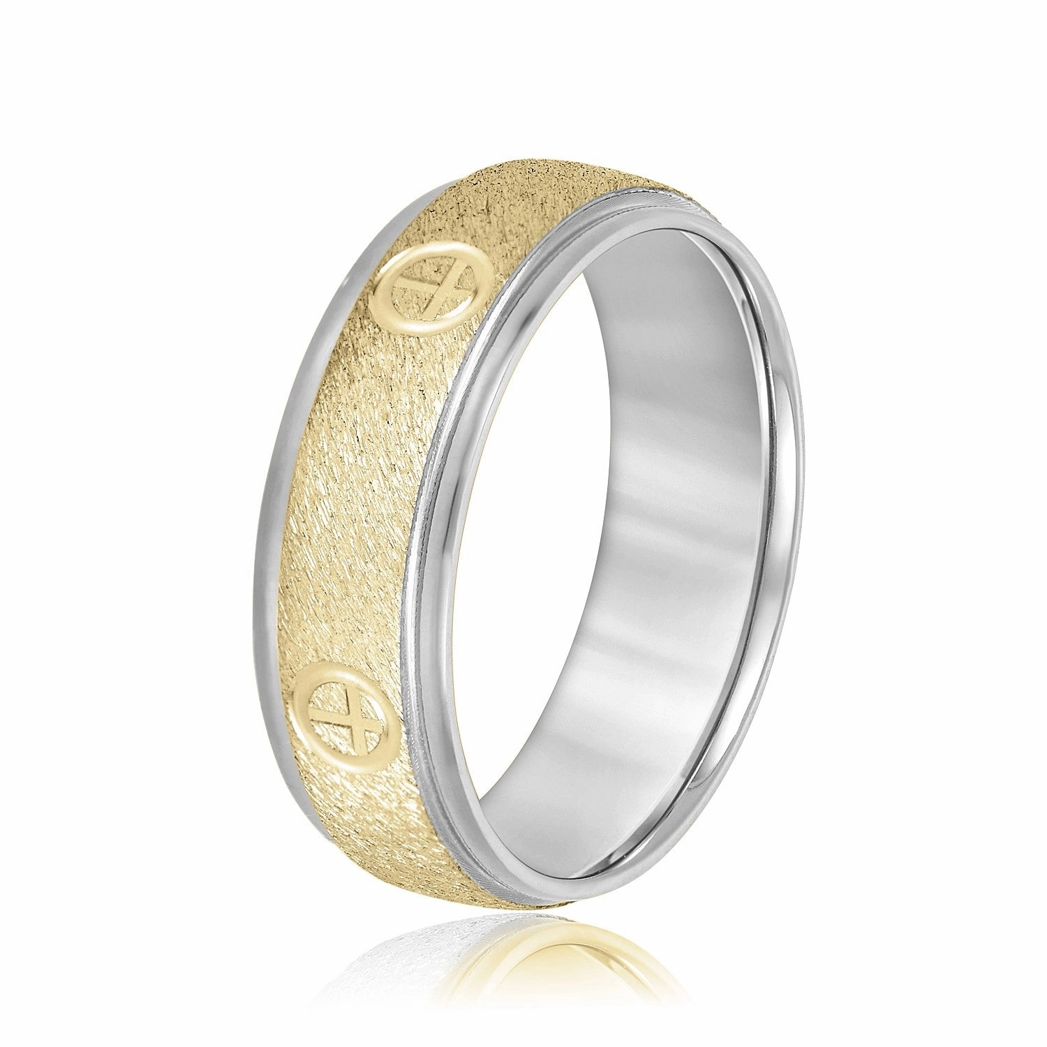 Cross Engraved Men's Diamond Wedding Band