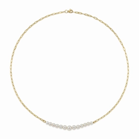 Cultured Pearl Paperclip Link Necklace