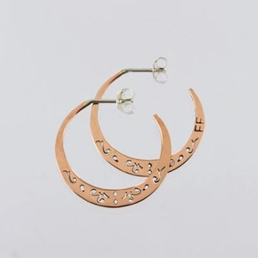 Cutout Swirls Copper Hoop Earrings