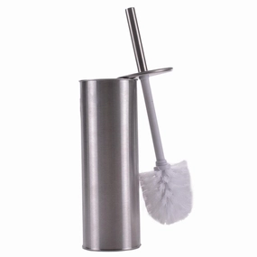 Cylindrical Matte Stainless Steel Toilet Brush Holder with Brush Toilet Brush,Bathroom Cleaner