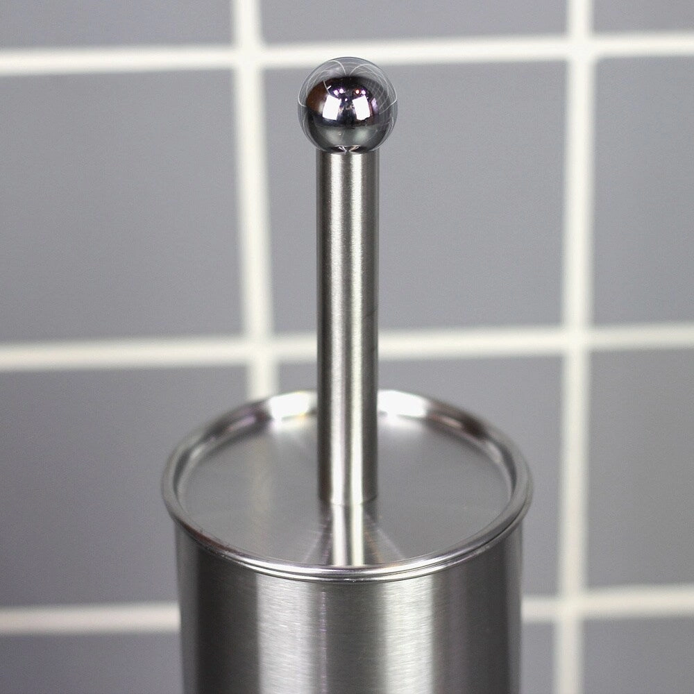 Cylindrical Matte Stainless Steel Toilet Brush Holder with Brush