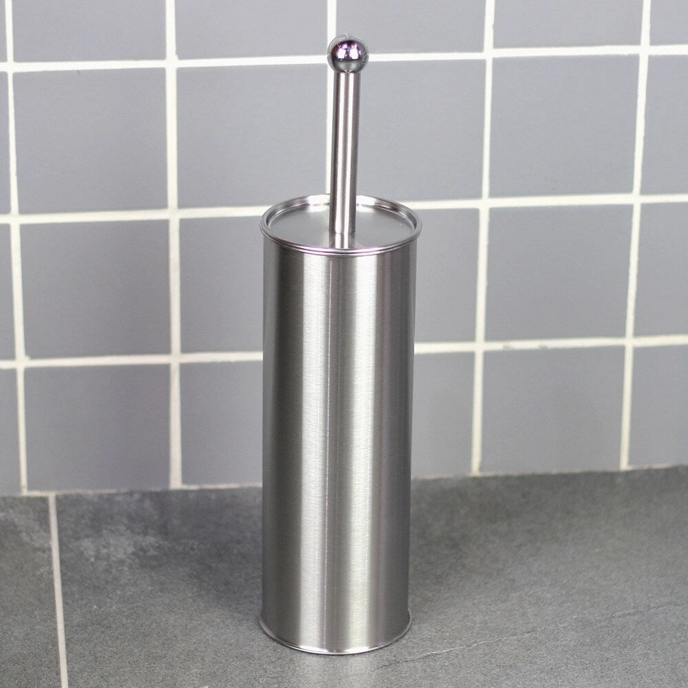 Cylindrical Matte Stainless Steel Toilet Brush Holder with Brush