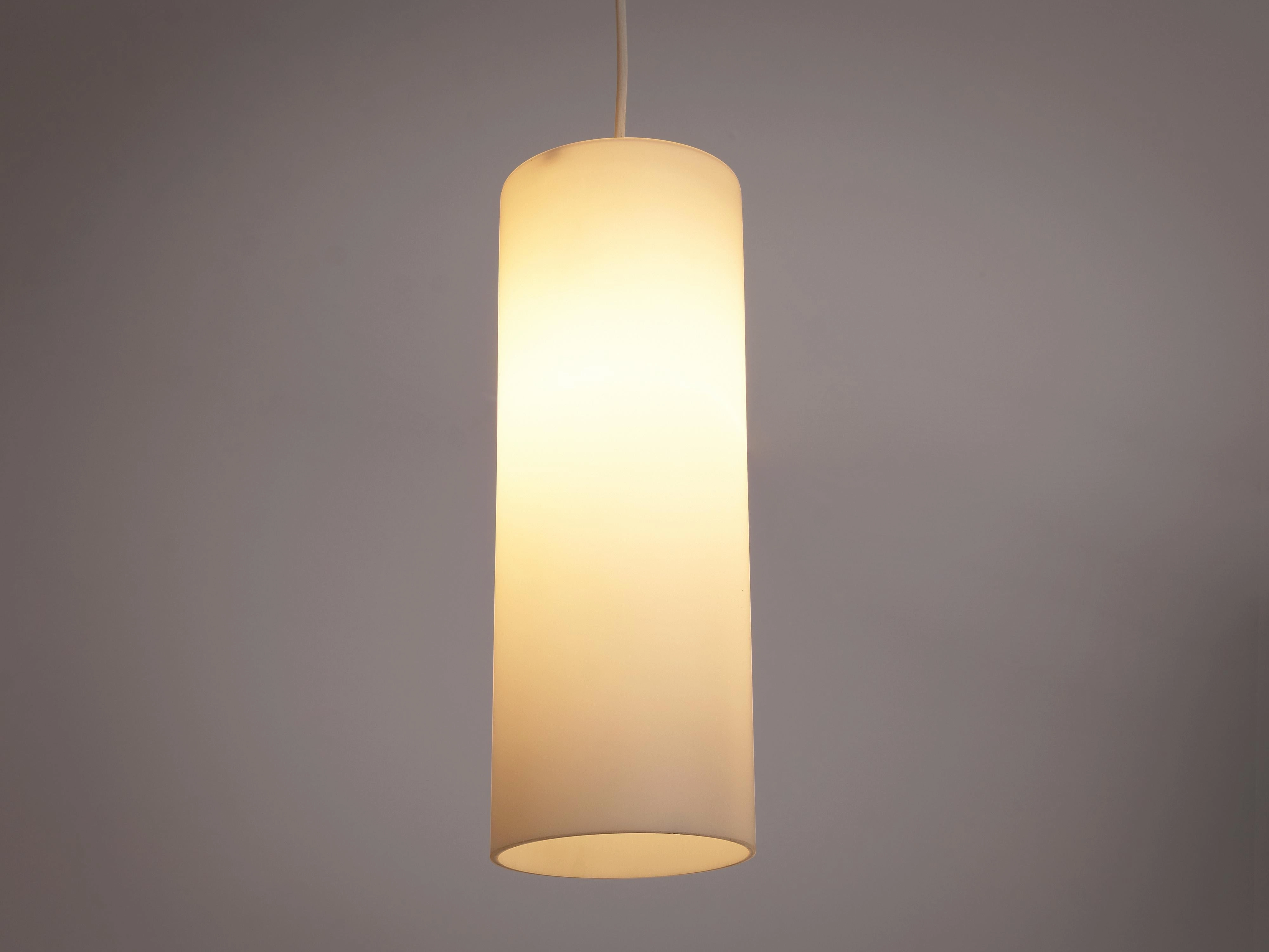 Cylindrical Pendant Lamps in Matted Glass