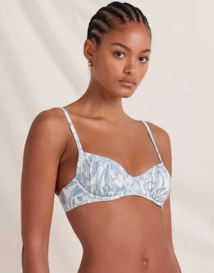 Daffodil Poolside Balconette Bikini Top - Blue Print