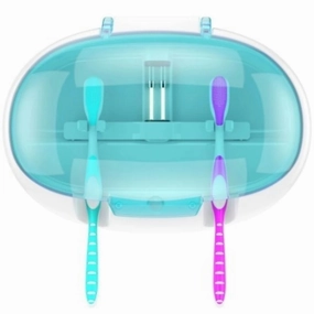 Daily Boutik Wall-Mounted UV Light Toothbrush Sanitizer Box - Green - 5.11" x 3.34" x 1.38" Toothbrush Holder,Bathroom Organizer