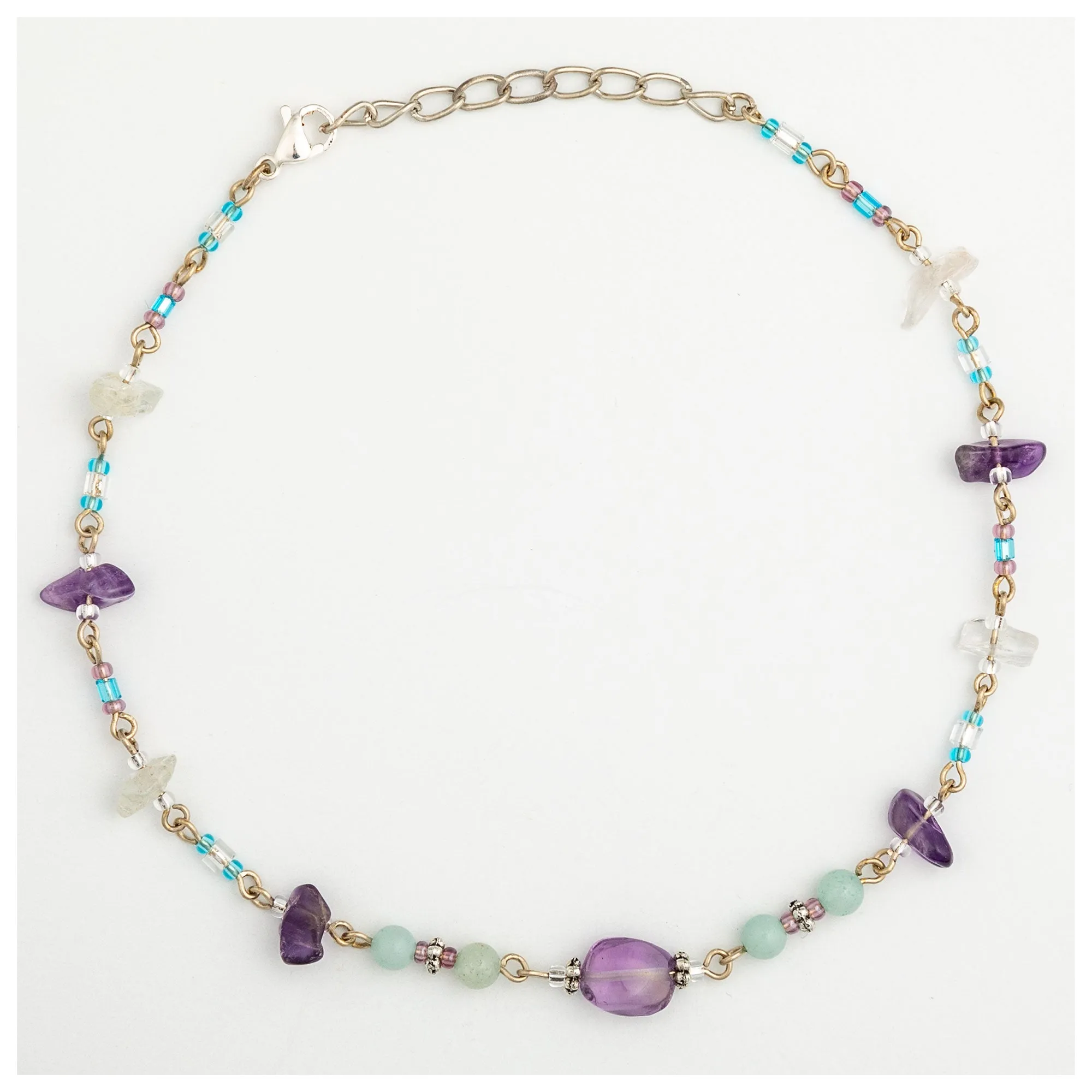 Dangling Gemstones Hand Beaded Anklet