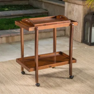 Dark Oak  Acacia Wood Bar Cart with Removable Top Tray - NH264103 patio chairs, outdoor seating