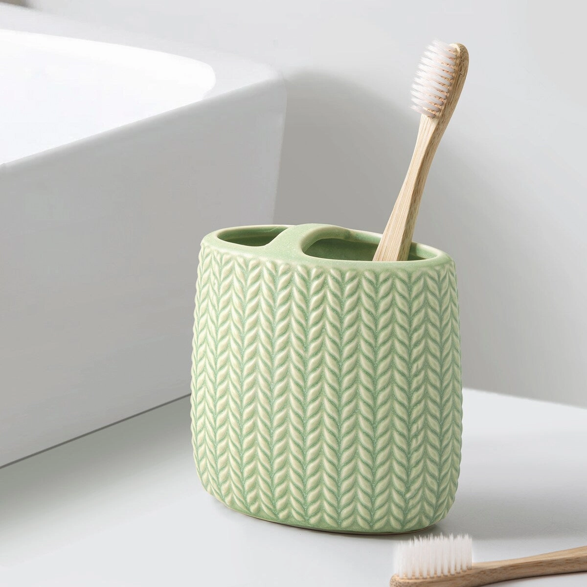 Dashi Ceramic Toothbrush Holder - Green - Toothbrush Holder