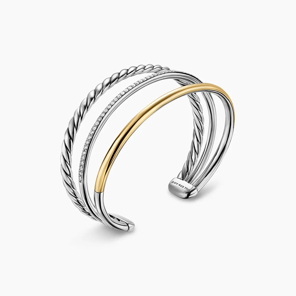 David Yurman Mercer  Three Row Cuff Bracelet