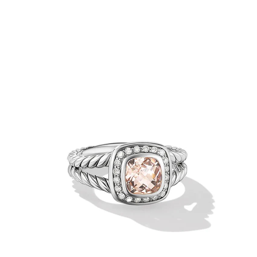 David Yurman Petite Albion Ring with Morganite and Pav Diamonds