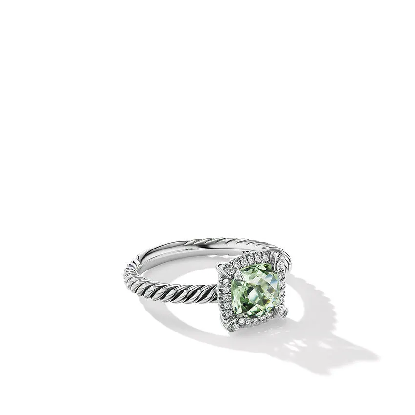 David Yurman Petite Chatelaine Pav Bezel Ring with Prasiolite and Diamonds