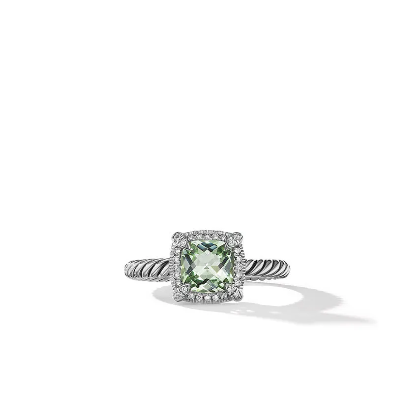 David Yurman Petite Chatelaine Pav Bezel Ring with Prasiolite and Diamonds