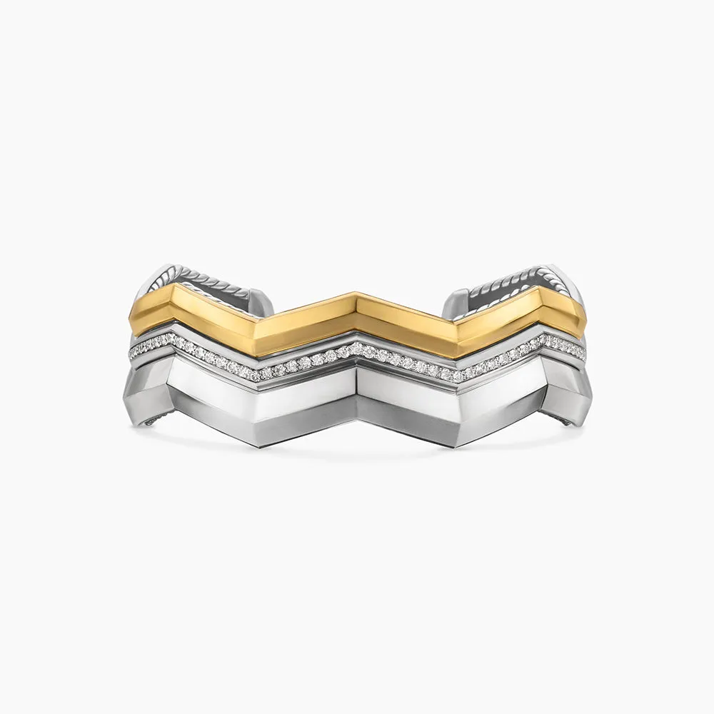 David Yurman Stax Zig Zag Three Row Cuff Bracelet