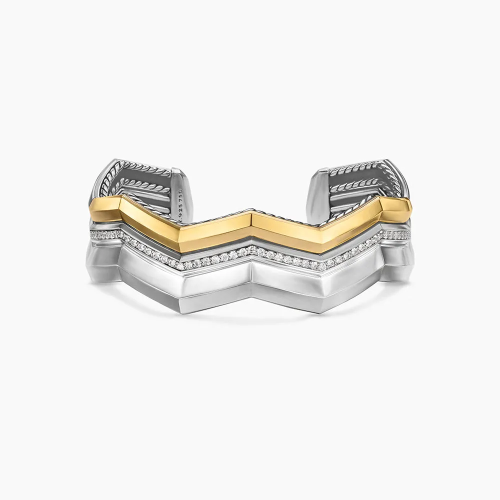 David Yurman Stax Zig Zag Three Row Cuff Bracelet