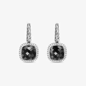 David Yurman Albion Drop Earrings in Sterling Silver with Black Onyx and Diamonds