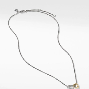 David Yurman Cable Collectibles Double Heart Necklace with 18ct Yellow Gold
