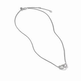 David Yurman Cable Collectibles Double Heart Necklace with Pav Diamonds