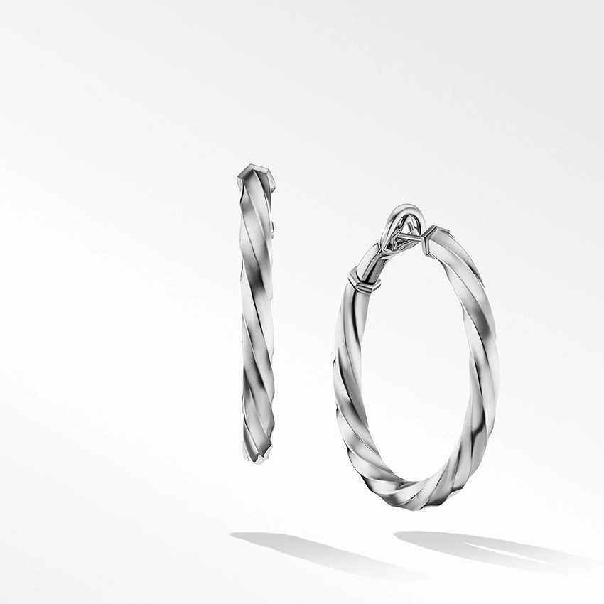 David Yurman Cable Edge Hoop Earrings in Recycled Sterling Silver
