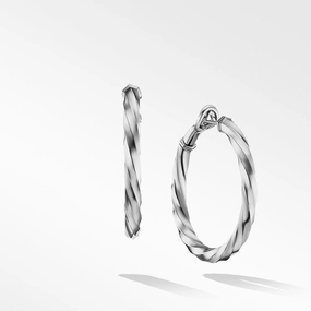 David Yurman Cable Edge Hoop Earrings in Recycled Sterling Silver