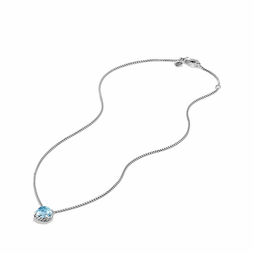 David Yurman Chtelaine Pendant Necklace with Blue Topaz