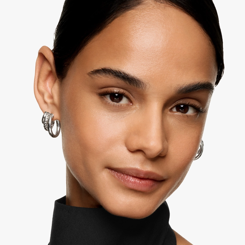 David Yurman DY Mercer Three Row Hoop Earrings