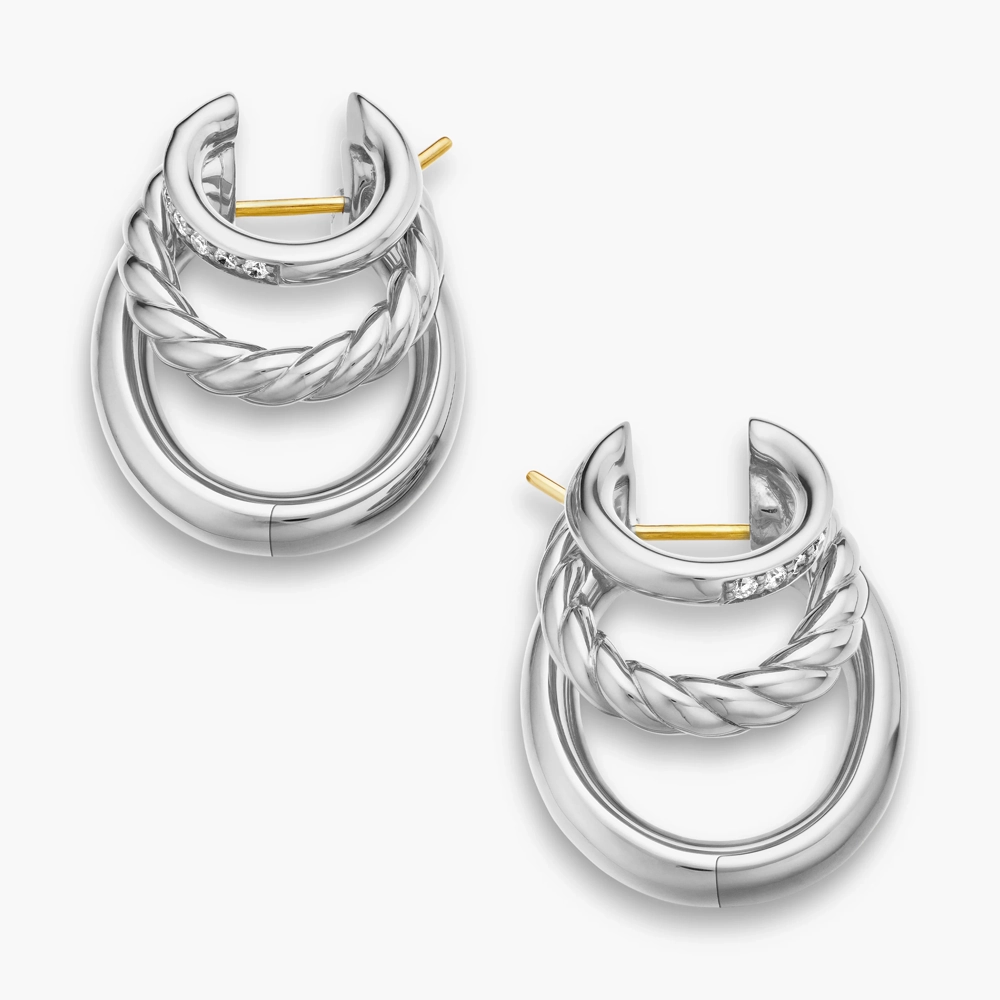 David Yurman DY Mercer Three Row Hoop Earrings