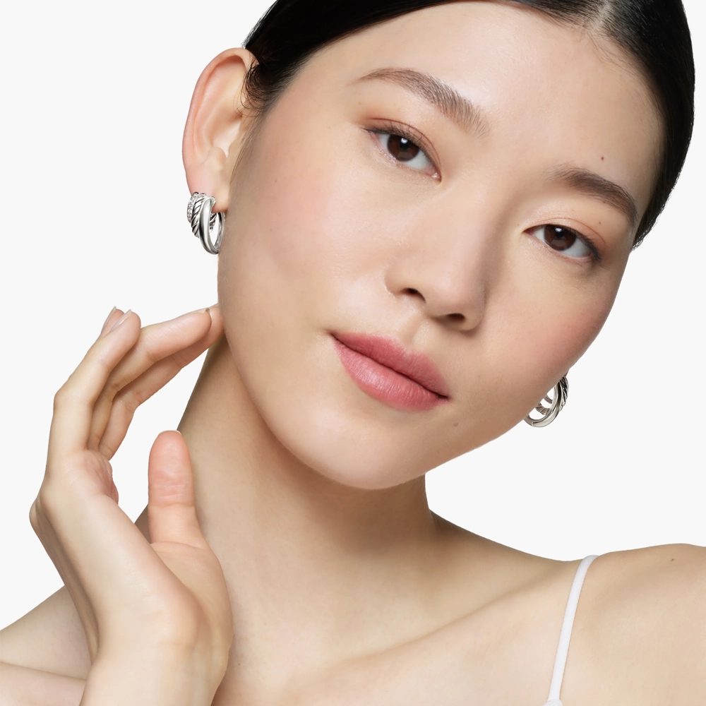 David Yurman DY Mercer Three Row Hoop Earrings