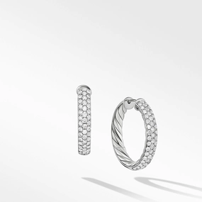David Yurman Mercer Hoop Earrings In Sterling Silver With Pav Diamonds