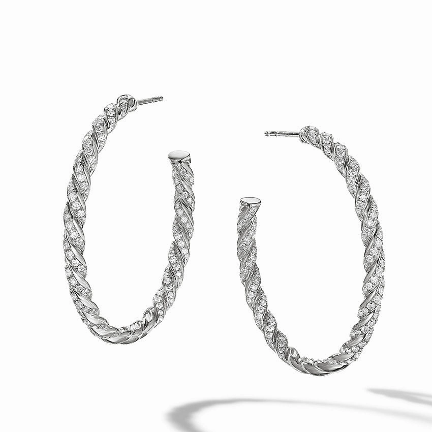 David Yurman Pavflex Hoop Earrings in 18ct White Gold