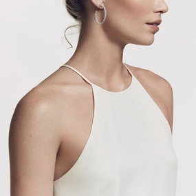 David Yurman Pavflex Hoop Earrings in 18ct White Gold