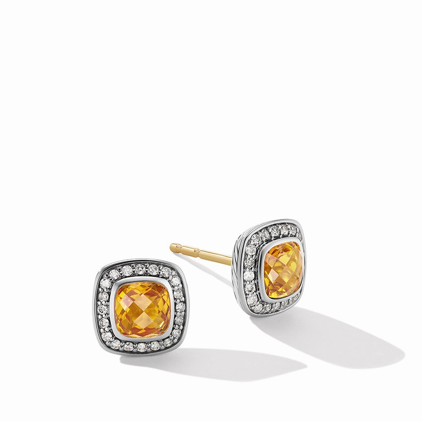 David Yurman Petite Albion Stud Earrings with Citrine and Pav Diamonds