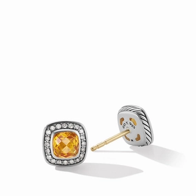 David Yurman Petite Albion Stud Earrings with Citrine and Pav Diamonds