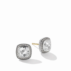 David Yurman Petite Albion Stud Earrings with White Topaz and Pav Diamonds