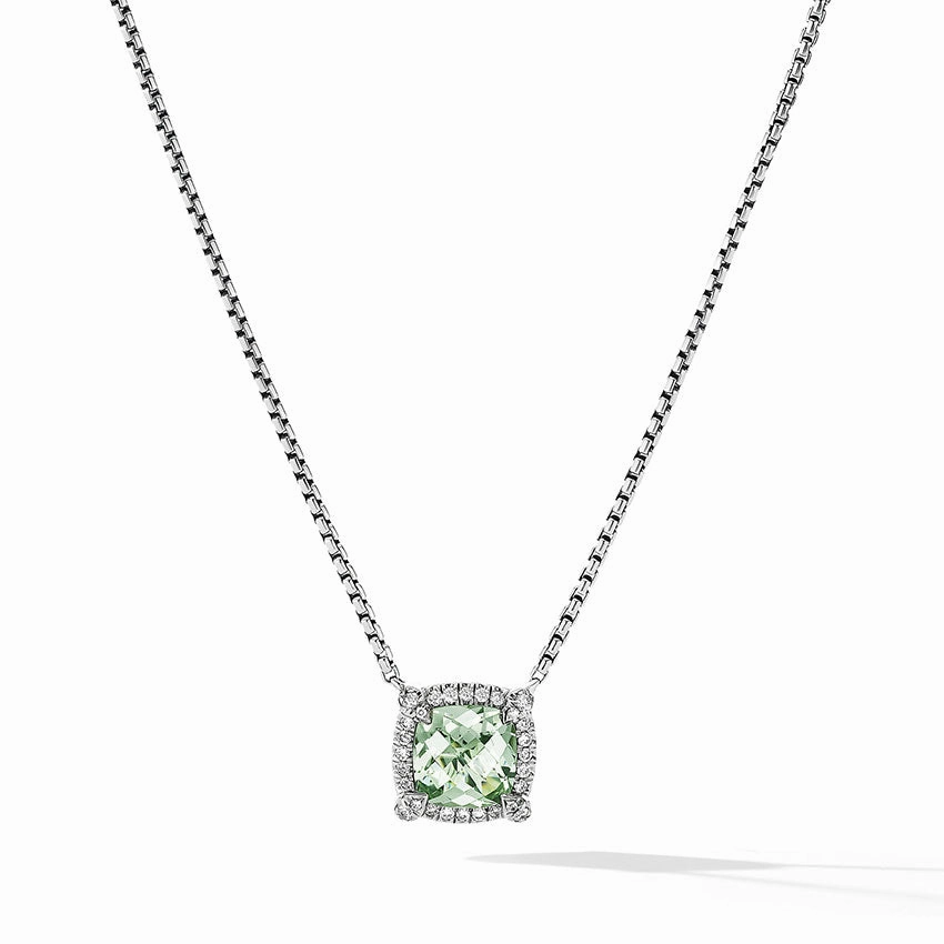 David Yurman Petite Chatelaine Pav Bezel Pendant Necklace with Prasiolite and Diamonds