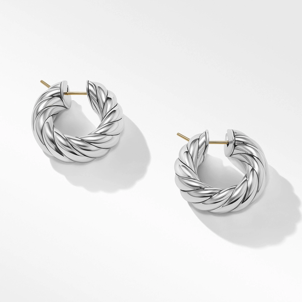 David Yurman Sculpted Cable Hoop Earrings in Sterling Silver
