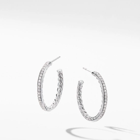 David Yurman Small Hoop Earrings with Pav Diamonds