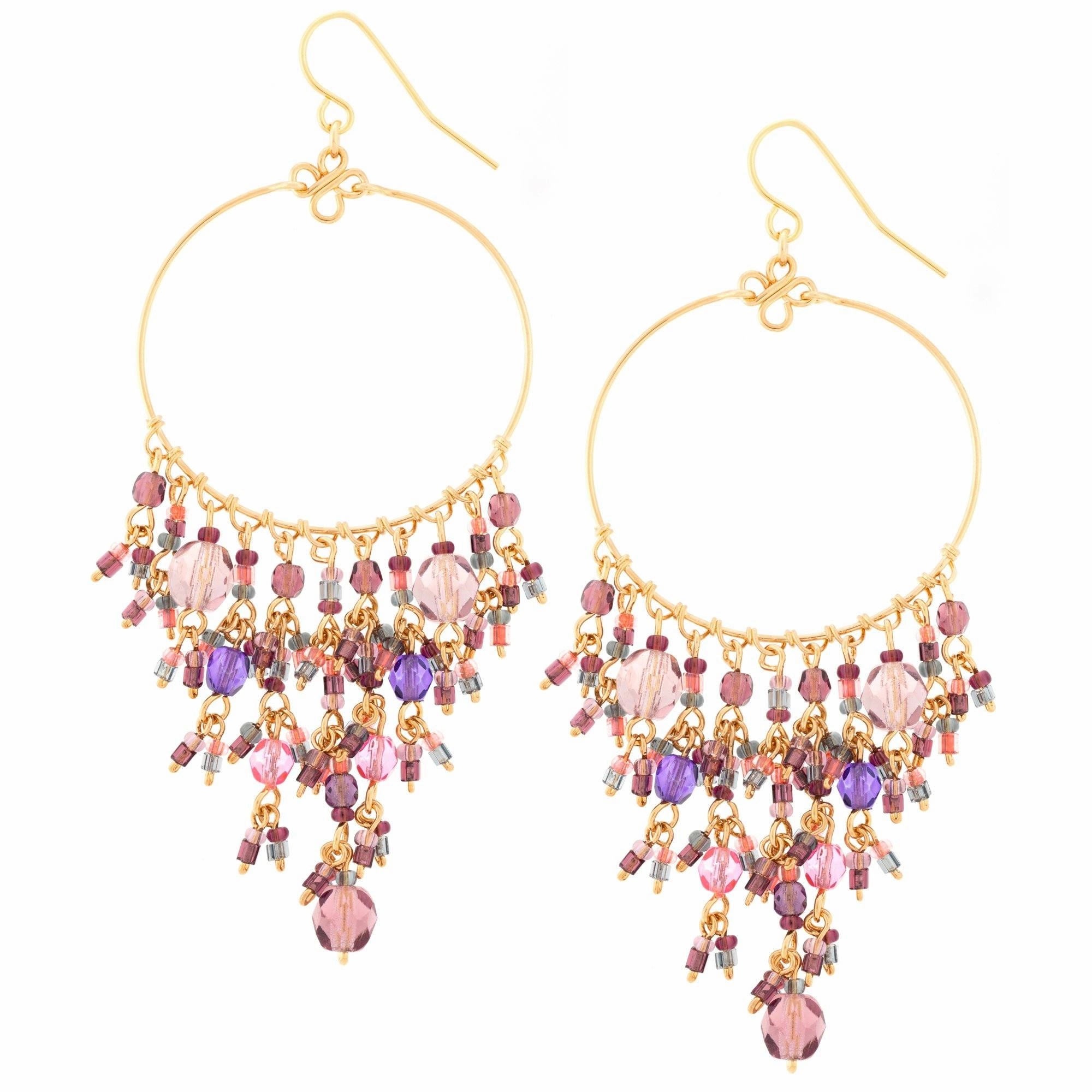 Dazzling Beaded Gold Hoop Earrings