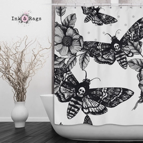 Death Moth and Flower Shower Curtains and Optional Bath Mats Lighting,Lamps Fixtures