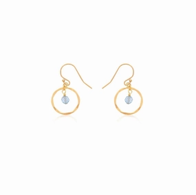 December Birthstone Earrings: Gold Filled Circle Earrings With Blue Topaz Beads