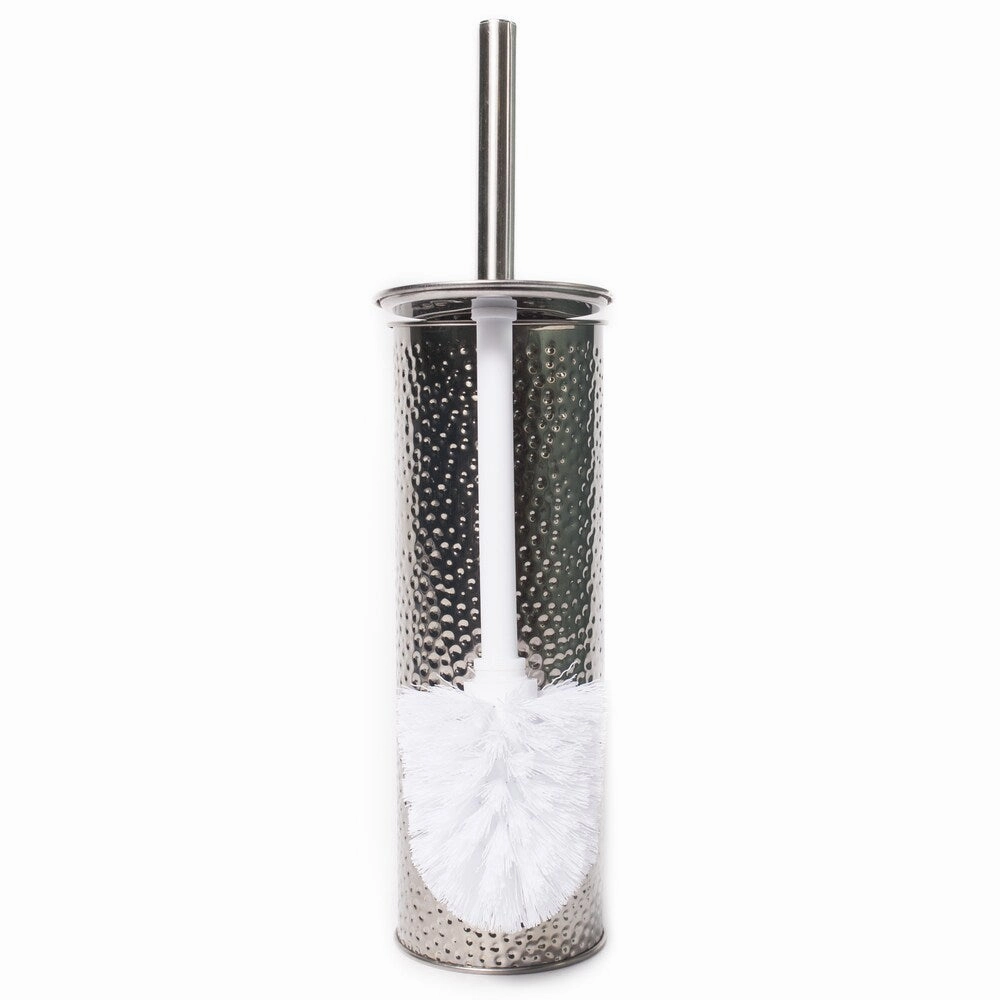 Deluxe Textured Stainless Steel Toilet Brush With Holder