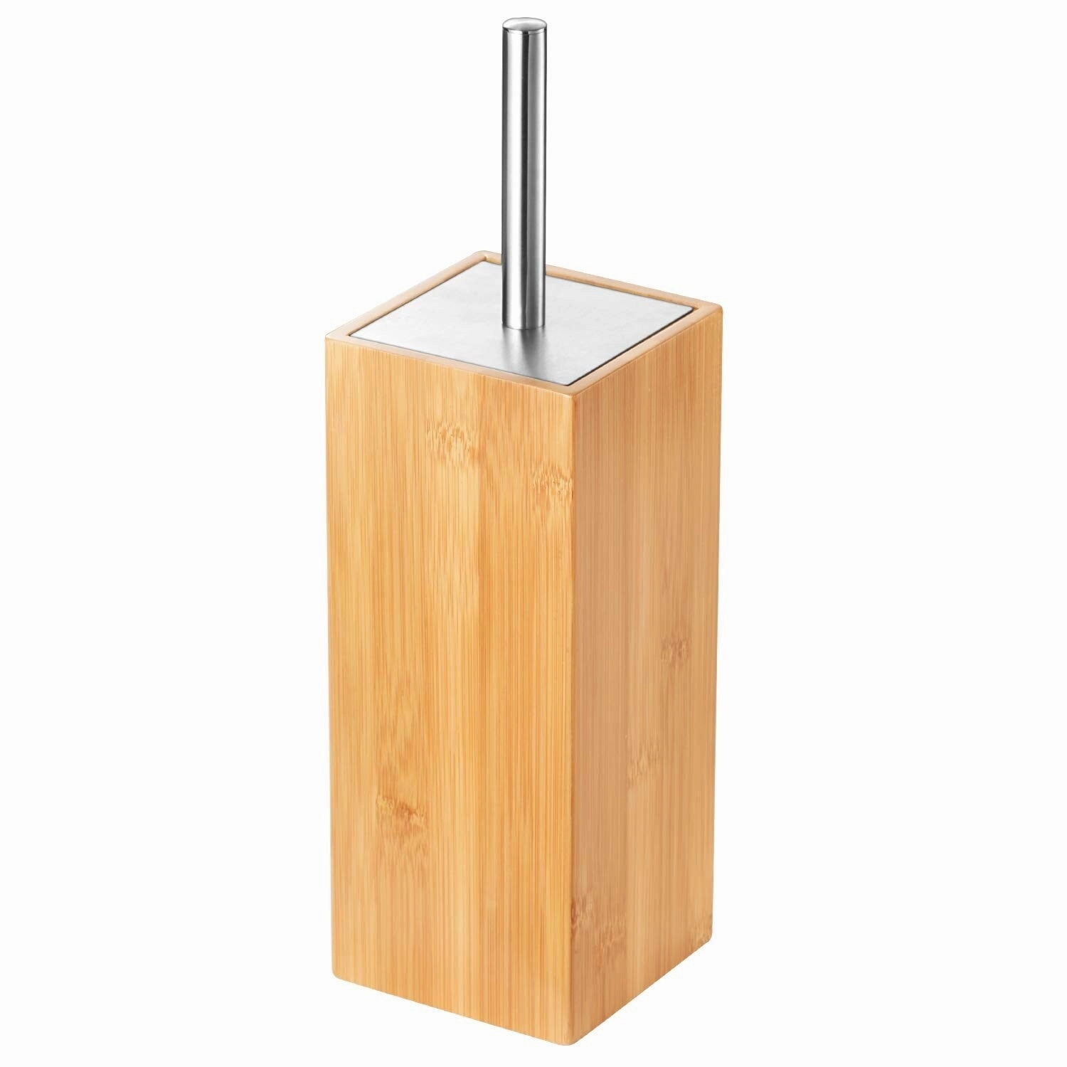 Deluxe Toilet Bowl Brush with Stainless Steel Handle and 100% Bamboo Wooden Holder Cleaning Supplies for Toilet Cleaning (Tall)