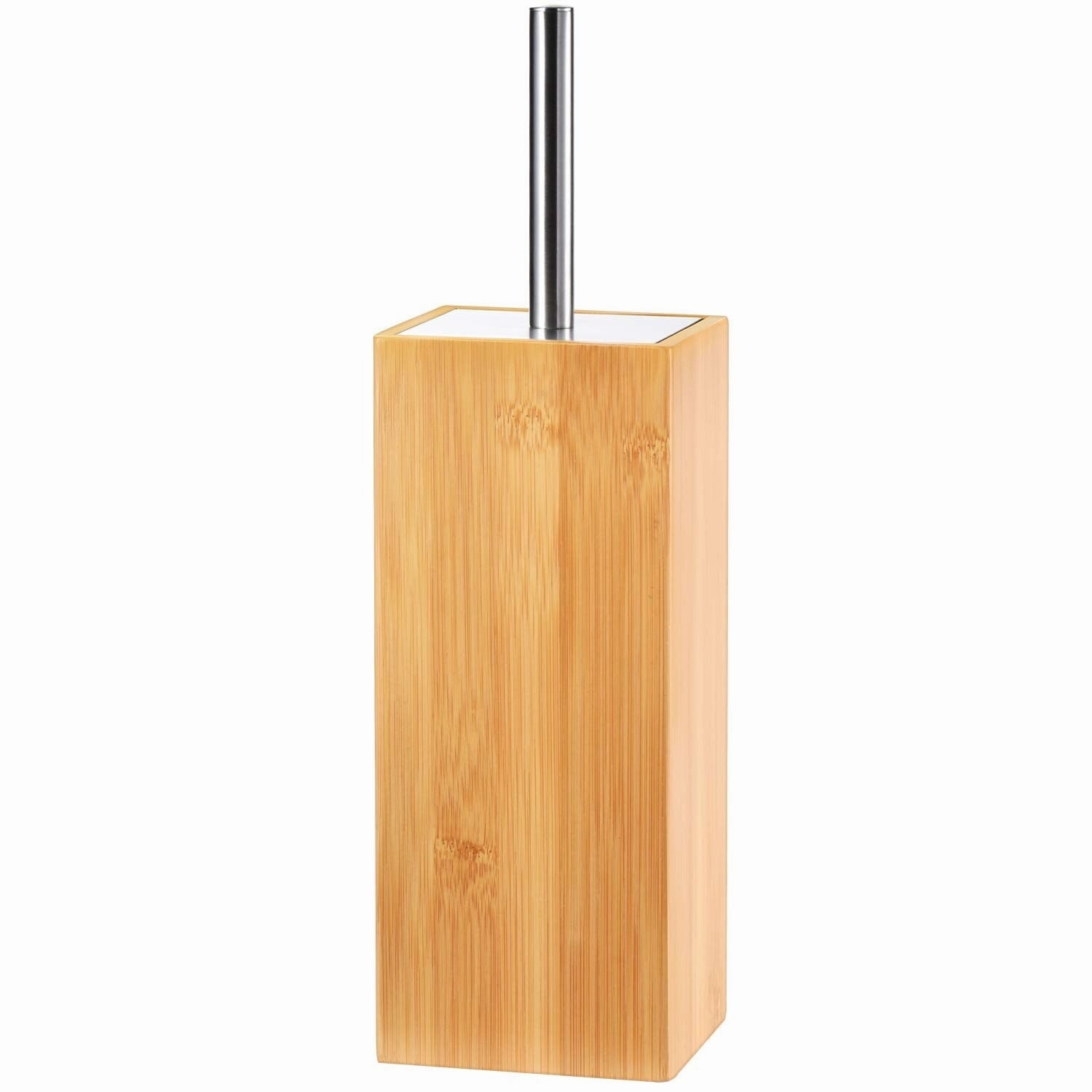 Deluxe Toilet Bowl Brush with Stainless Steel Handle and 100% Bamboo Wooden Holder Cleaning Supplies for Toilet Cleaning (Tall)