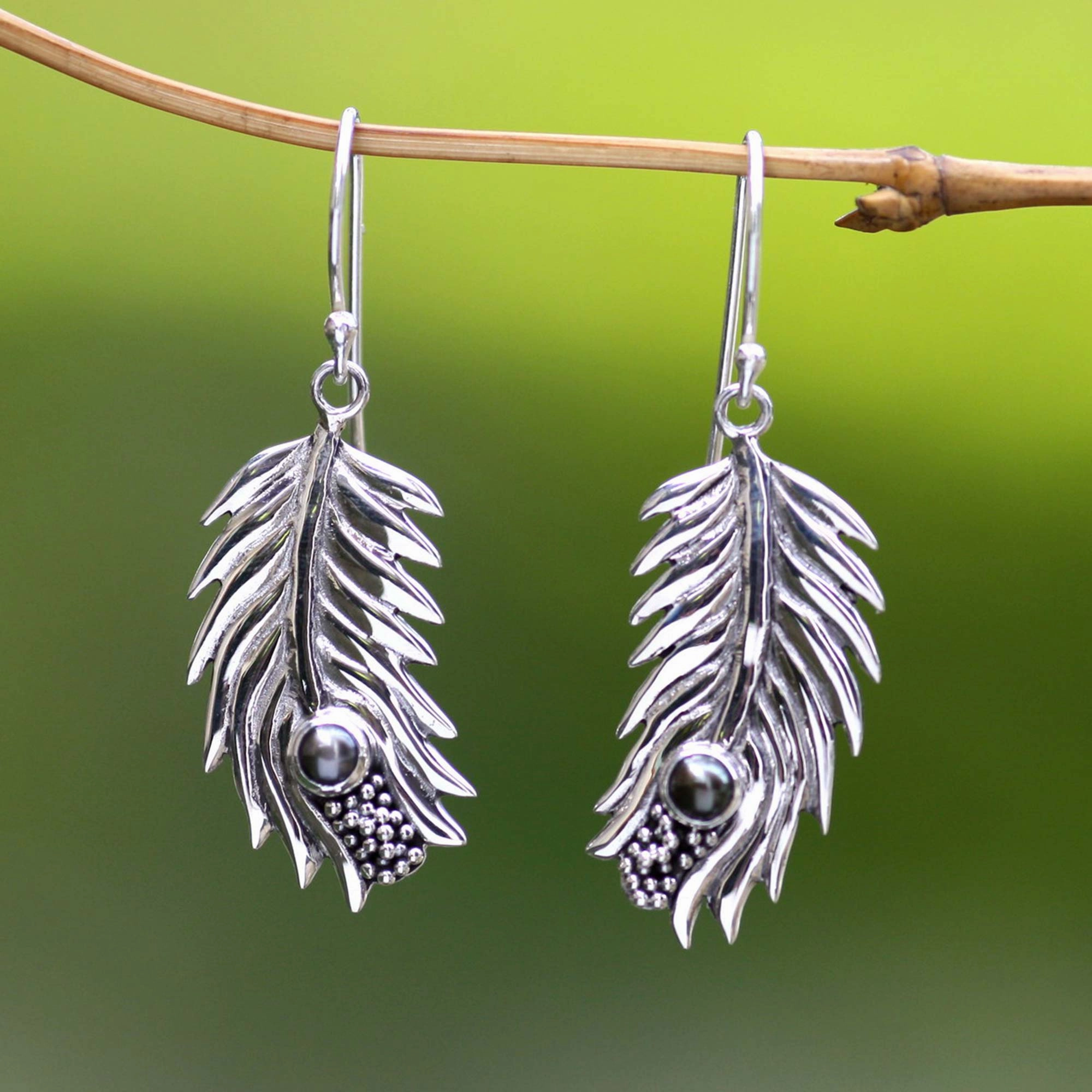 Dewdrops Dyed Black Pearl Dangle Earrings
