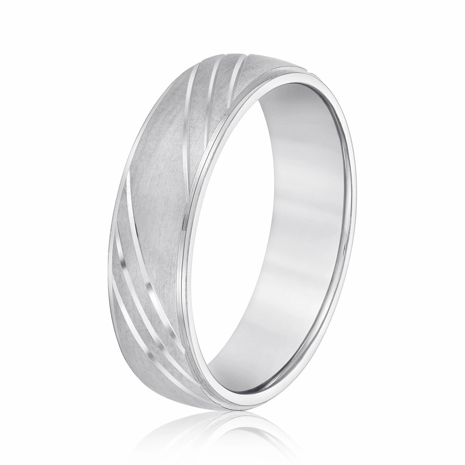 Diagonal Lined Pattern Men's Wedding Band
