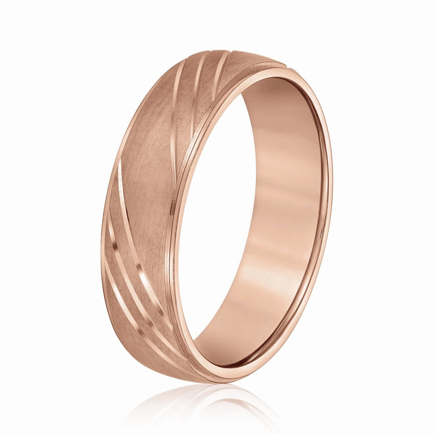 Diagonal Lined Pattern Men's Wedding Band