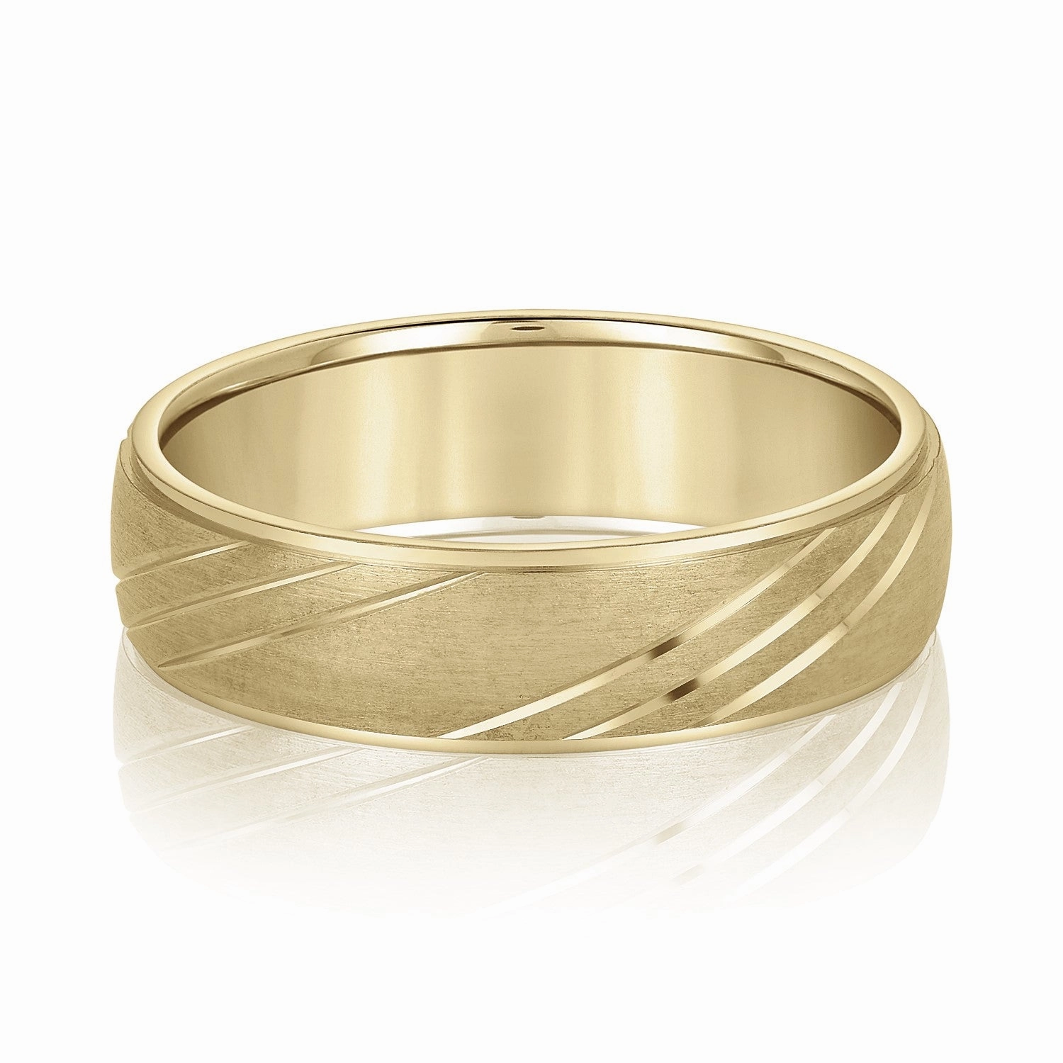 Diagonal Lined Pattern Men's Wedding Band