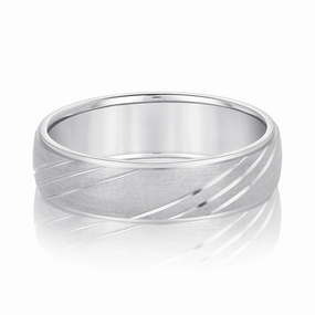 Diagonal Lined Pattern Men's Wedding Band