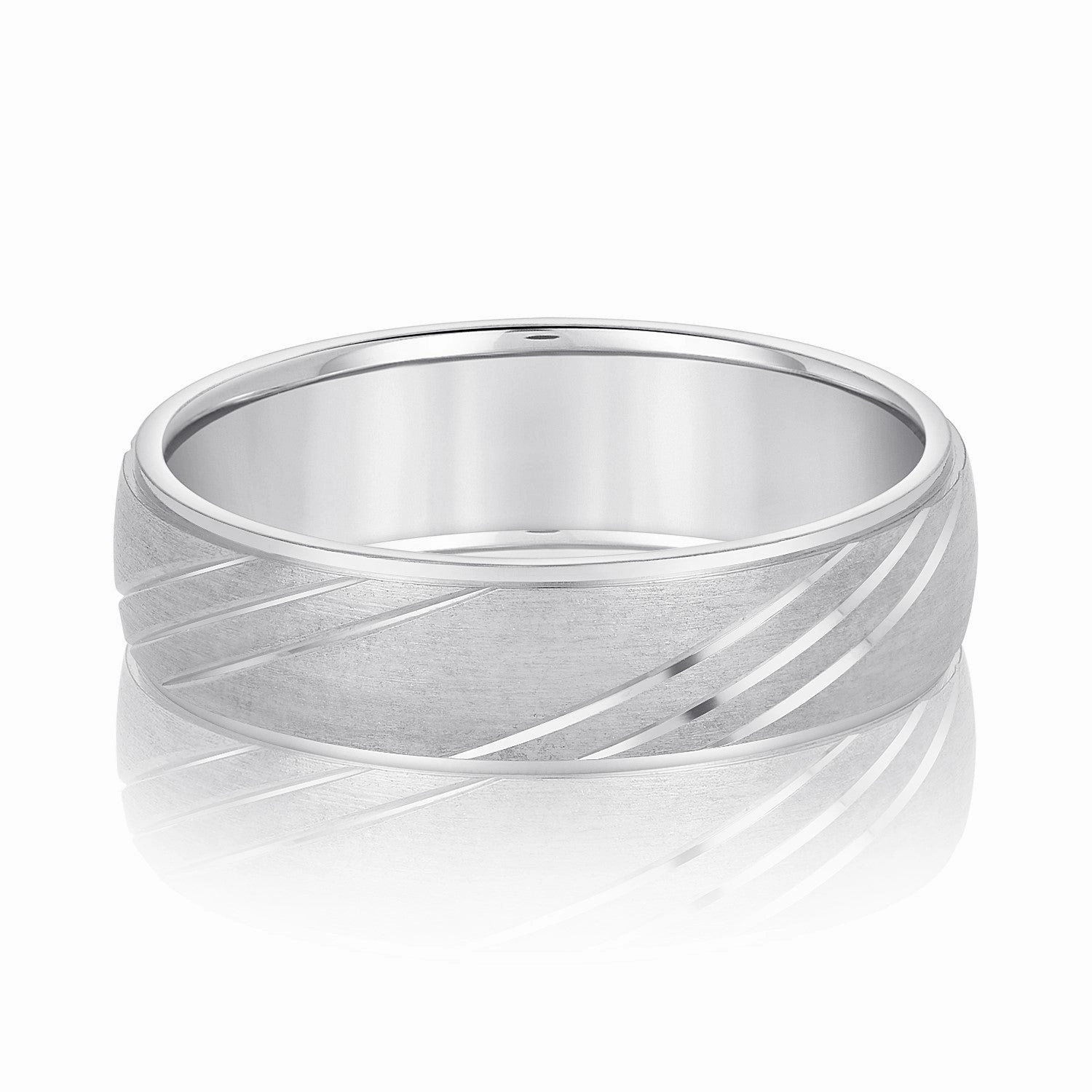 Diagonal Lined Pattern Men's Wedding Band