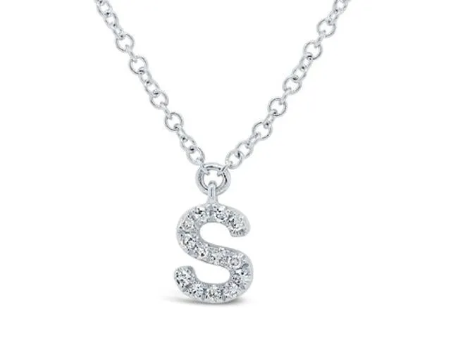 Diamond Initial Pendant - Letter S